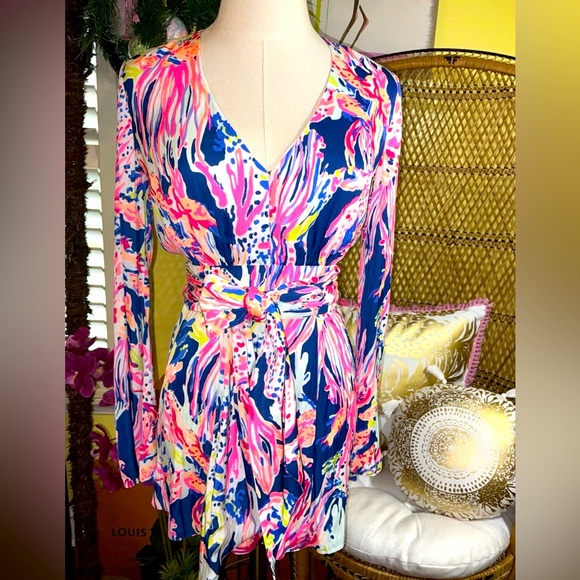 Lilly Pulitzer NWT 🦄 GLORIA Romper Indigo Sunken Treasure 🦄 - Picture 2 of 16